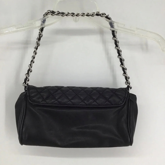 Talbots Quilted Leather Classic Clutch Shoulder Bag Silver Chain Hardware - Picture 2 of 14